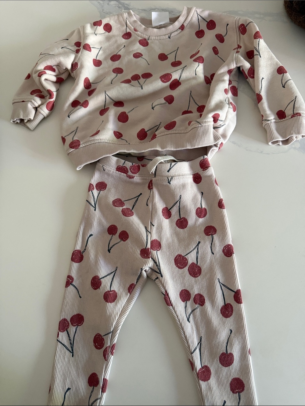 Zara Kids Cherry Print Set - Pink Cherry